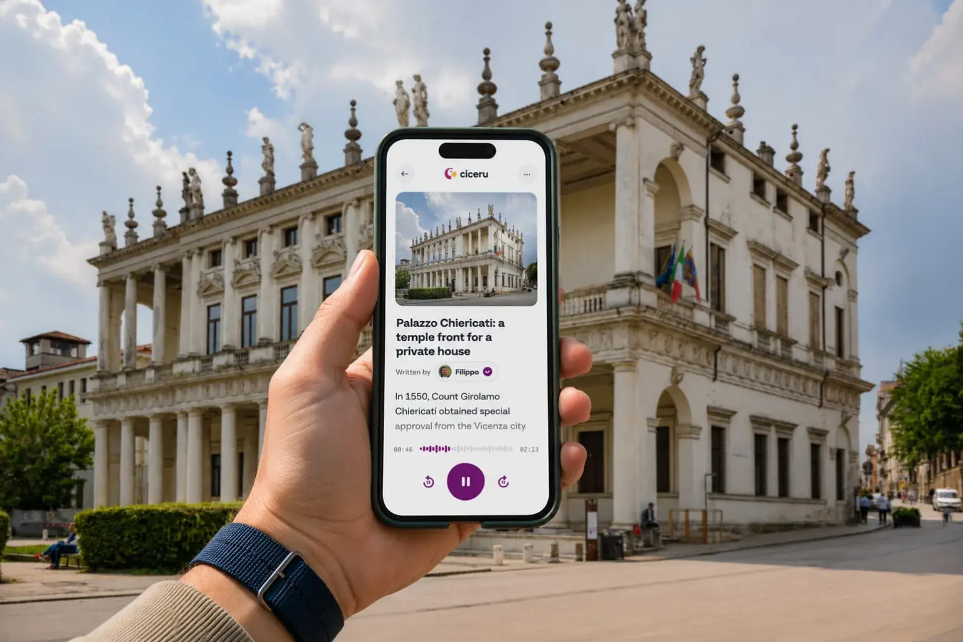 Vicence : visite à pied en totale liberté de la ville rebâtie par Andrea Palladio dans la pierre classique, avec audio, quiz et eSIM gratuite