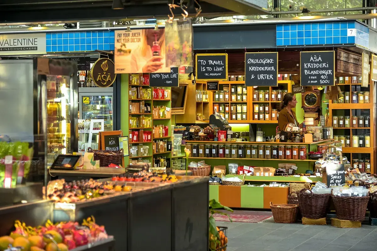 Inside Torvehallerne, the covered market hall at Frederiksborggade. Photo: Jorge Franganillo, CC BY 2.0
