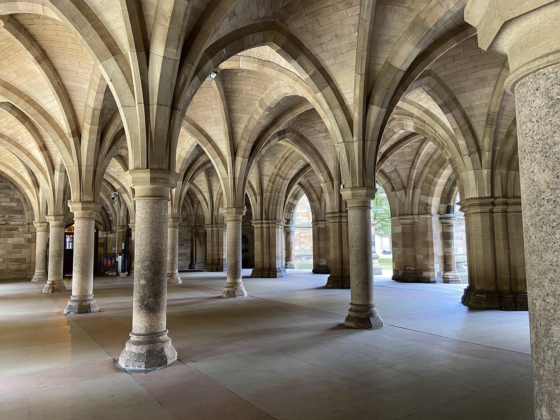 Cloisters link quadrangles in the University of Glasgow's main building — Atreides83